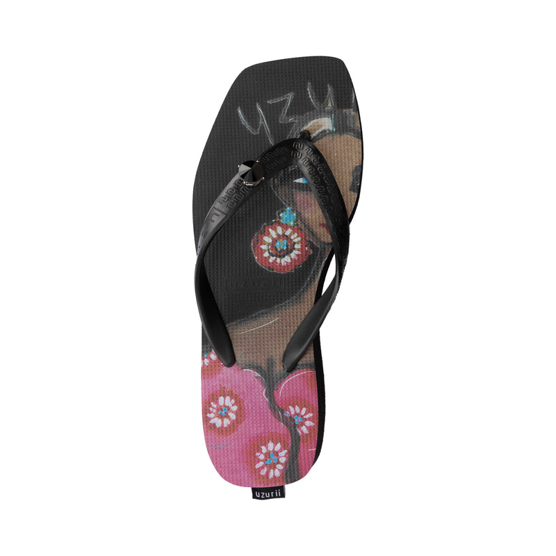 Beach Printed Claudia Mid Heel - Zwart