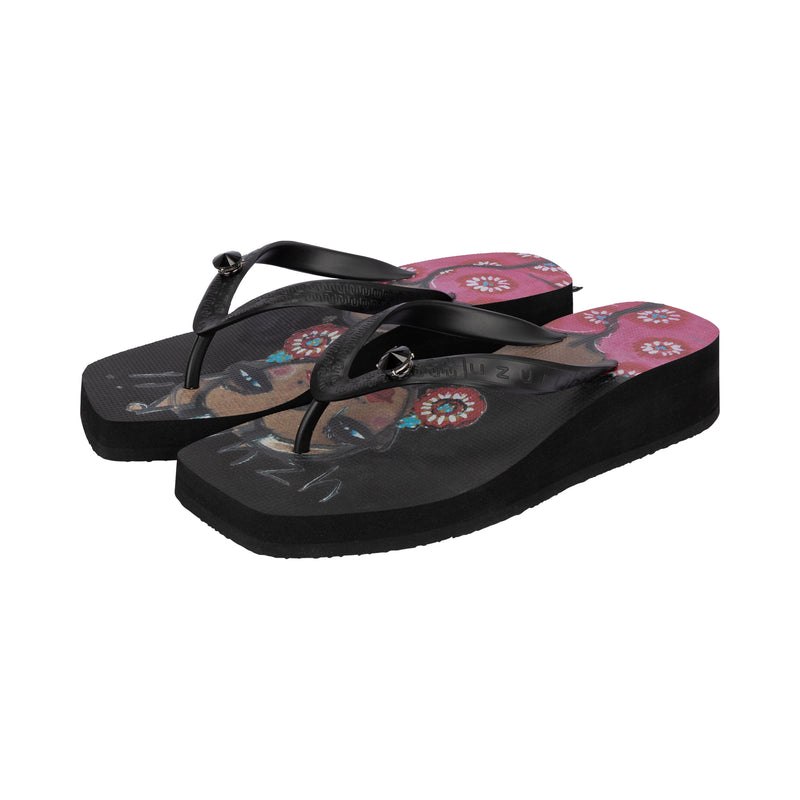Beach Printed Claudia Mid Heel - Zwart