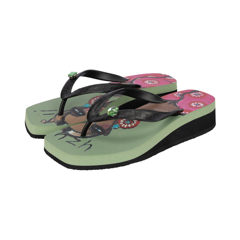 Beach Printed Claudia Mid Heel - Groen