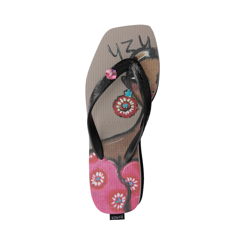 Beach Printed Claudia Mid Heel - Taupe