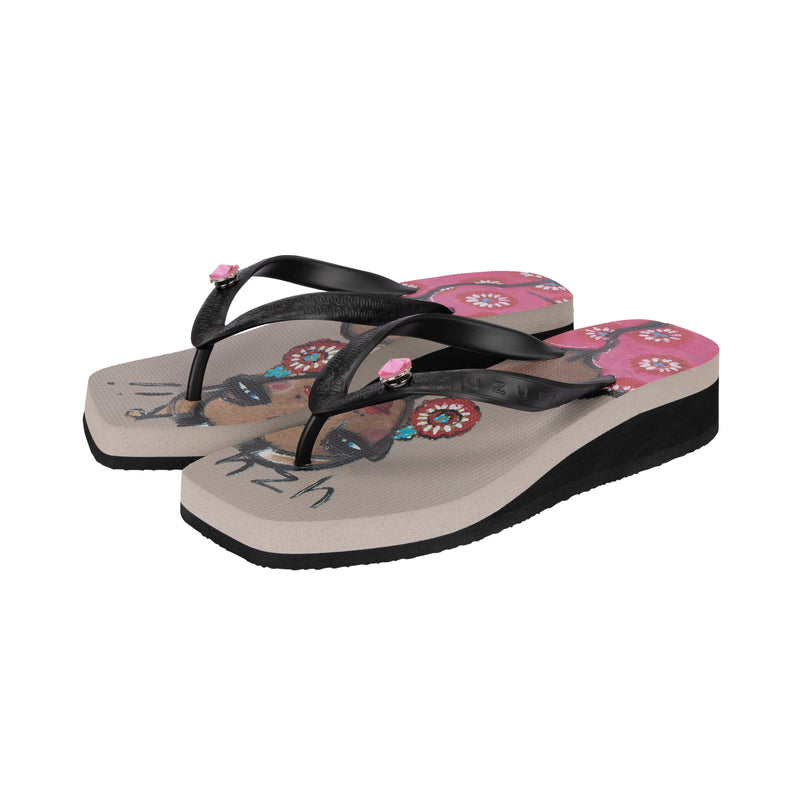 Beach Printed Claudia Mid Heel - Taupe