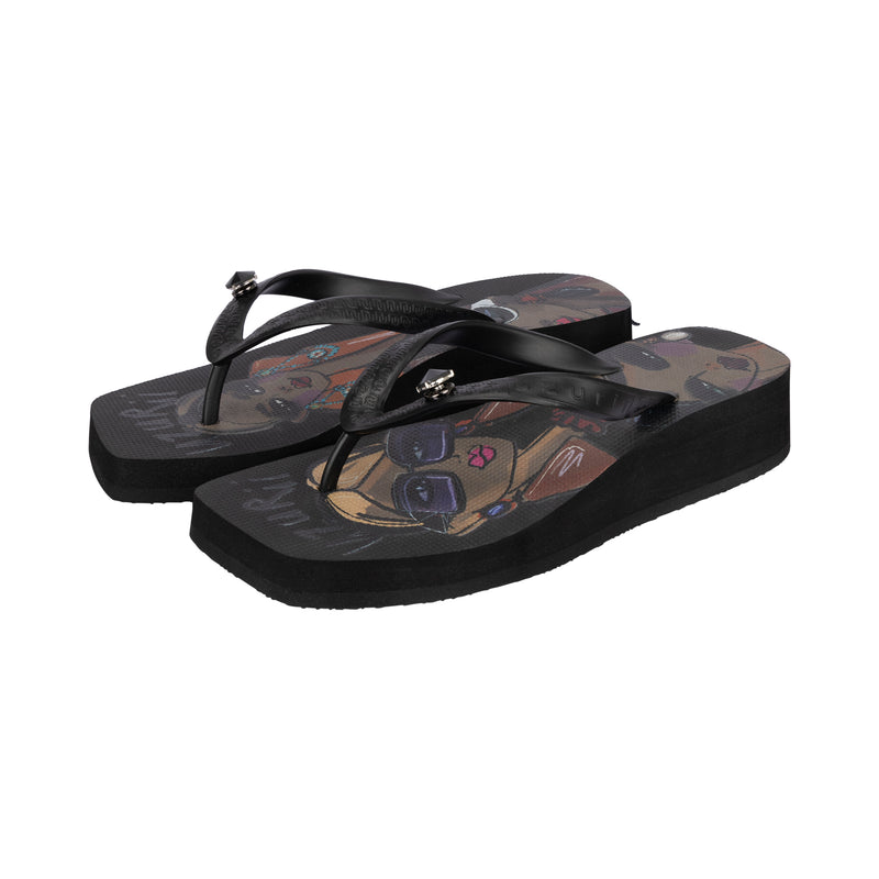 Beach Printed Stella Mid Heel - Zwart