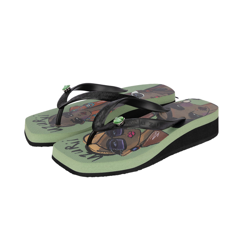 Beach Printed Stella Mid Heel - Groen