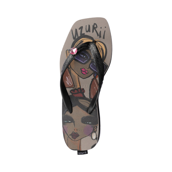 Beach Printed Stella Mid Heel - Taupe