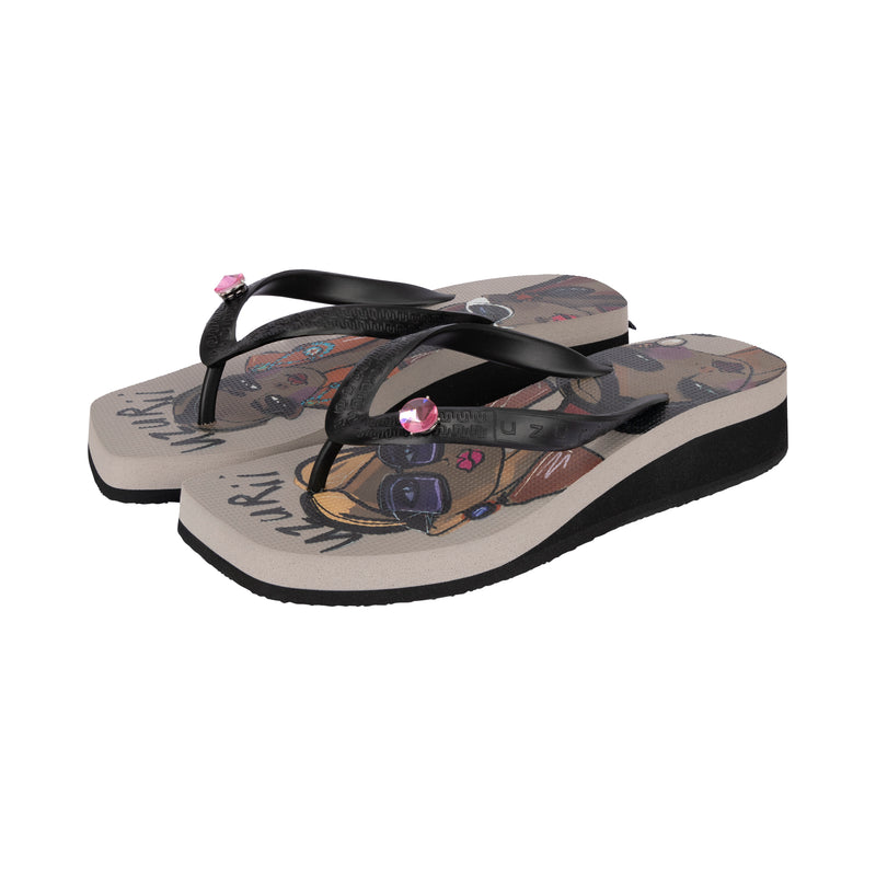 Beach Printed Stella Mid Heel - Taupe