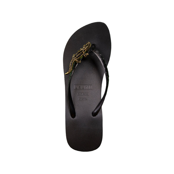 Black Crocodile Switch High Heel - Zwart