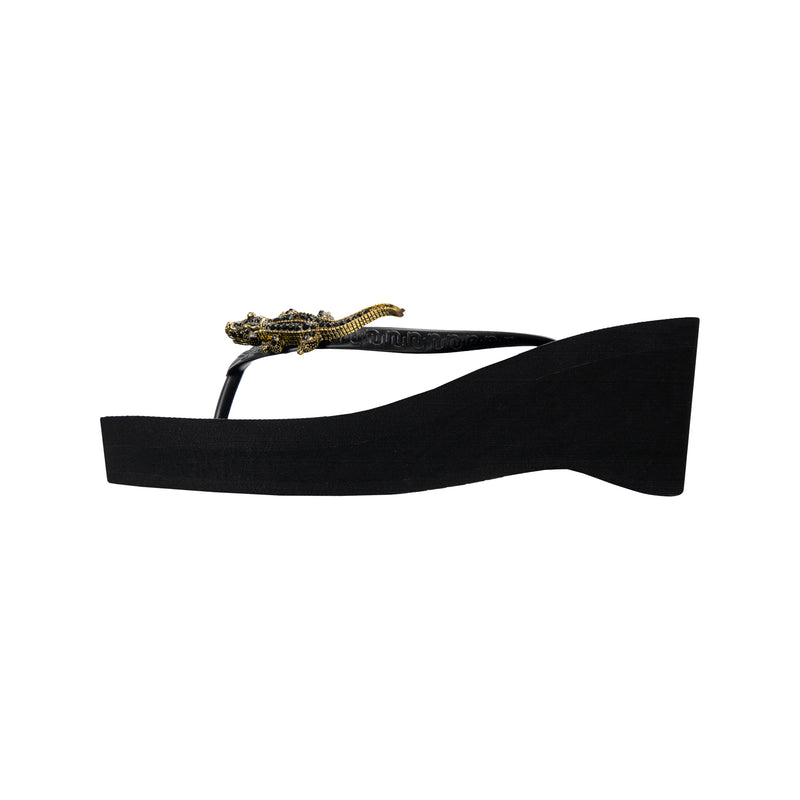 Black Crocodile Switch High Heel - Zwart