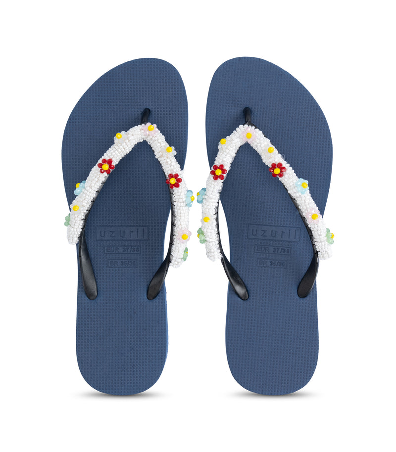 Flowery White Aby - Marineblauw