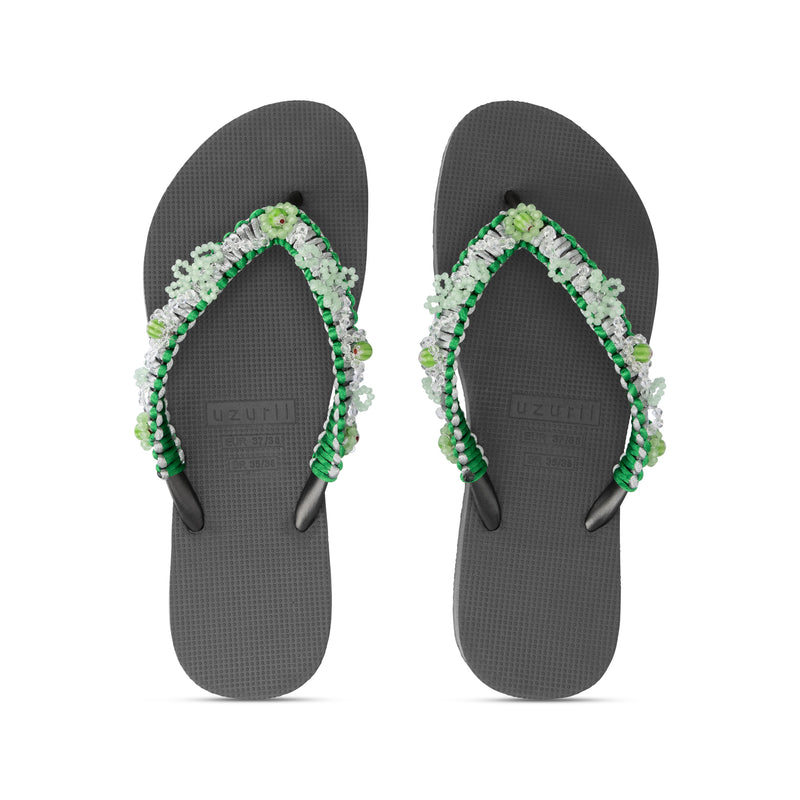Macrame Green Blossom - Zwart