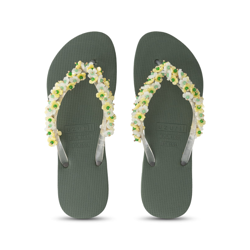 Tulum Bloom Yellow - Army Green