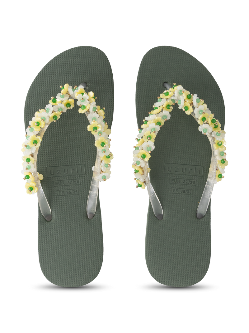 Tulum Bloom Yellow - Army Green