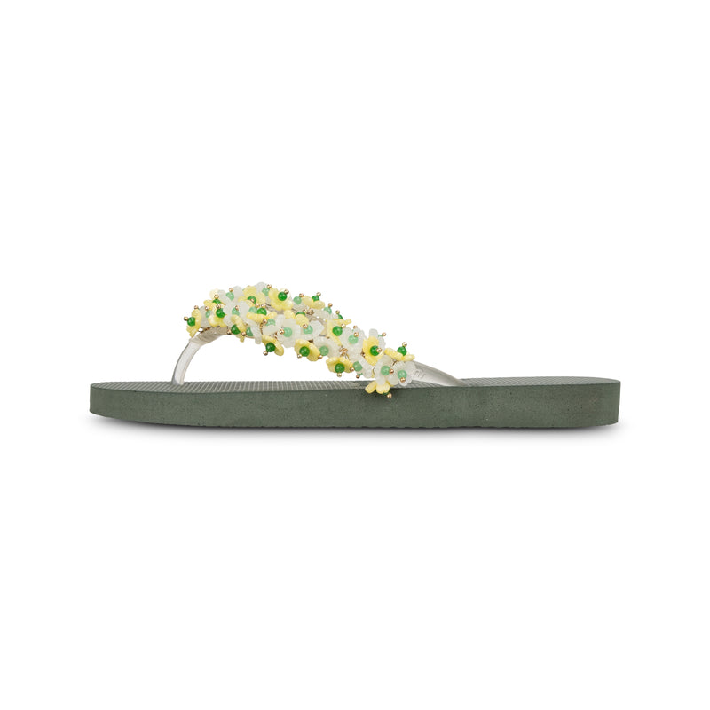 Tulum Bloom Yellow - Army Green