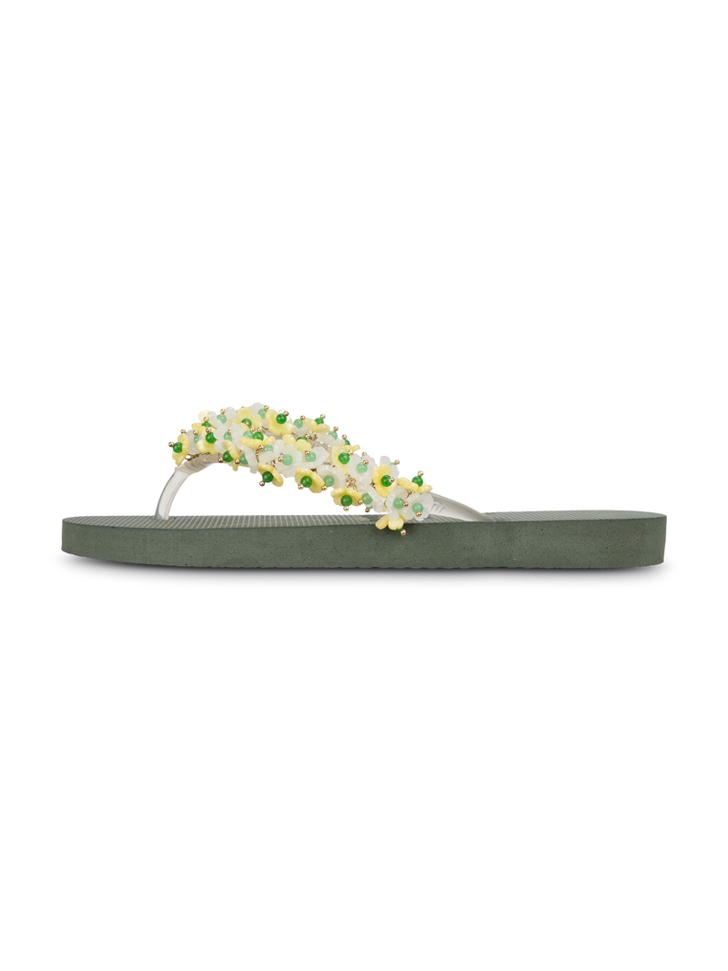 Tulum Bloom Yellow - Army Green
