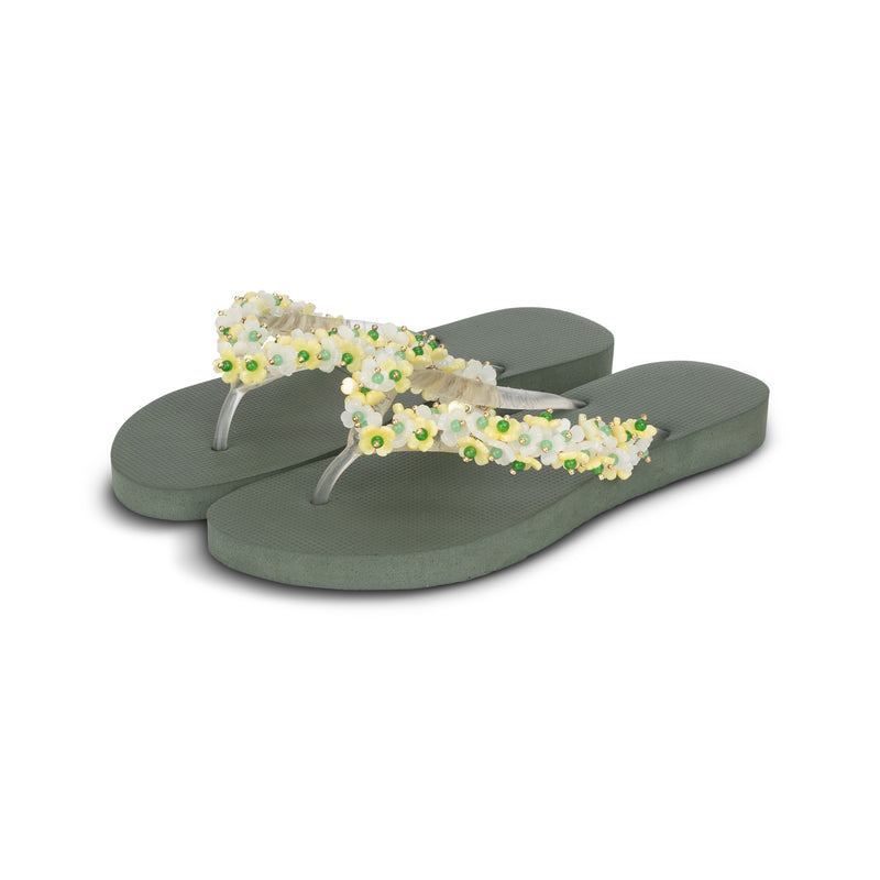 Tulum Bloom Yellow - Army Green
