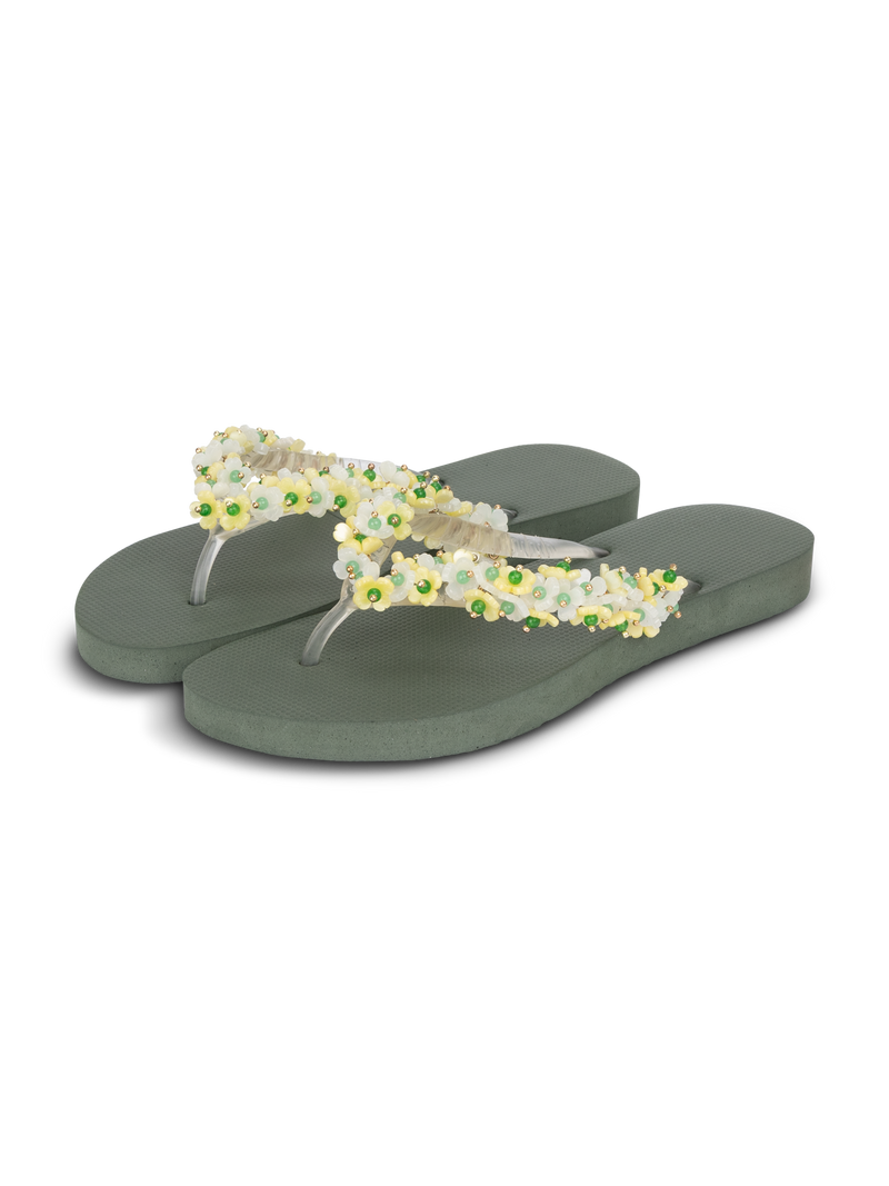 Tulum Bloom Yellow - Army Green