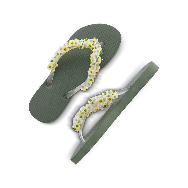 Tulum Bloom Yellow - Army Green