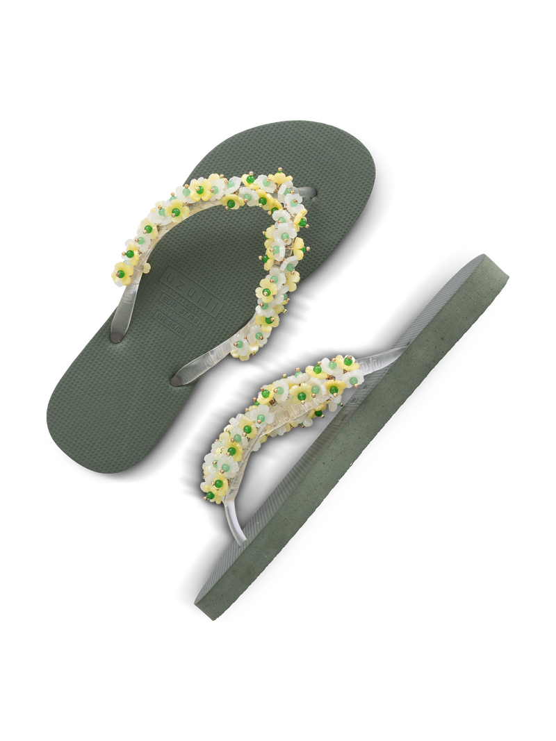 Tulum Bloom Yellow - Army Green